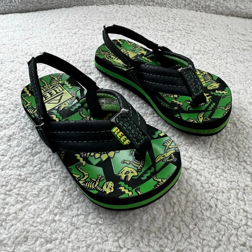 Reef Little Ahi Glow Sandal in Dinosaurs